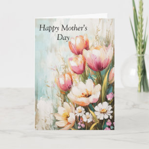 Muttertagskarte mit pastellfarbenen Tulpen Karte