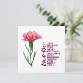 Muttertagskarte mit rosafarbener Nelke (Stehend Vorderseite)