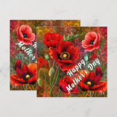 Muttertagskarte mit roten Mohnblumen (Vorne/Hinten)