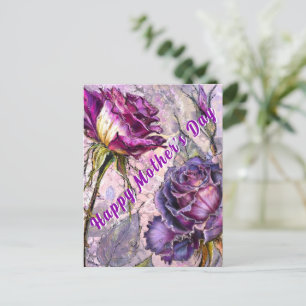 Muttertagskarte mit violetten Rosen Postkarte