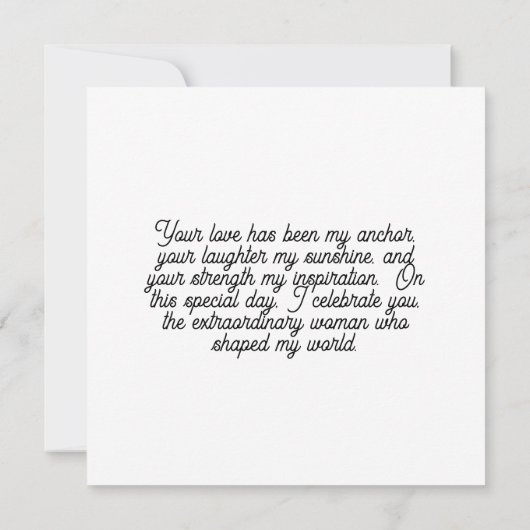 Muttertagskarte Mitteilungskarte (Rückseite)