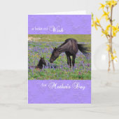 Muttertagskarte Mustang Mare mit Foal Karte (Gelbe Blume)