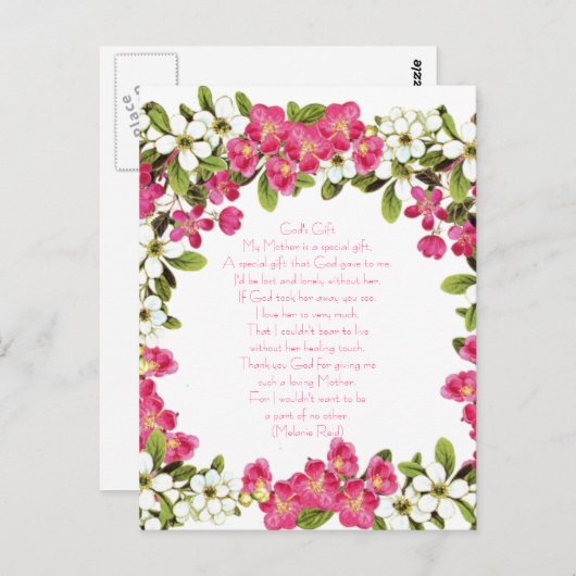 Muttertagskarte Postkarte (Vorne/Hinten)