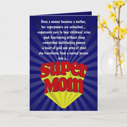 Muttertagskarte, Super-Mama Karte (Gelbe Blume)
