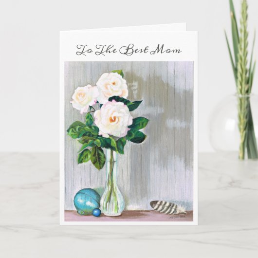 Muttertagskarte Weiße Rosen Karte (Vorderseite)