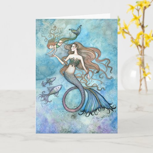 Muttertagskartengehilfin und Kind Karte (Gelbe Blume)