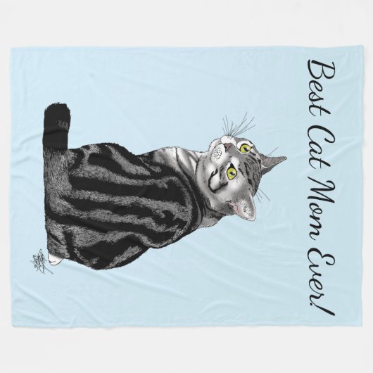 Muttertagskatze Fleecedecke (Vorderseite (Horizontal))