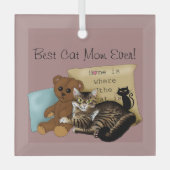 Muttertagskatze Ornament Aus Glas (Vorderseite)