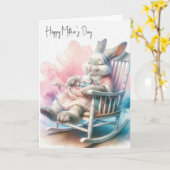 Muttertagskrabbit und Baby Bunny Karte (Gelbe Blume)