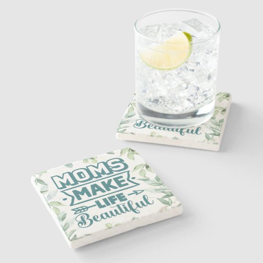 Muttertagskunst mit Folies Steinuntersetzer (Seitenansicht)