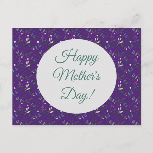 Muttertagsmuster Aquarellgrün lila Postkarte (Vorderseite)