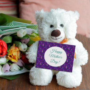 Muttertagsmuster Aquarellgrün lila Postkarte