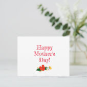 Muttertagsmuster rote Blume Aquarell Postkarte (Stehend Vorderseite)