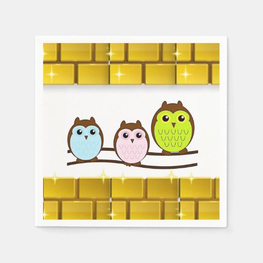 Muttertagspapier Napkins Owl Serviette (Vorderseite)