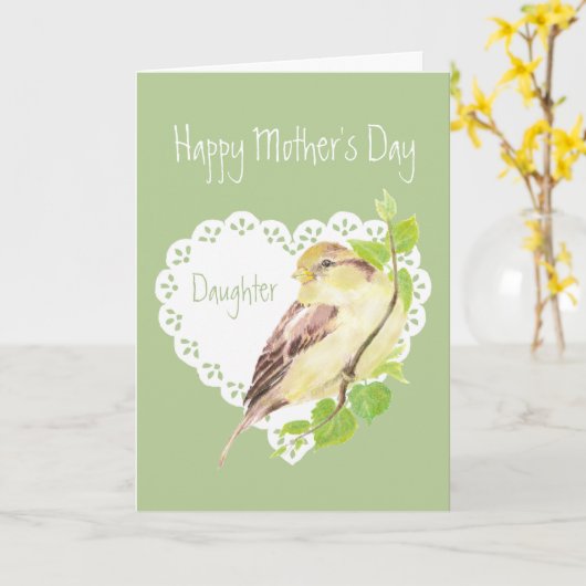 Muttertagsparrow-Tochter Karte (Gelbe Blume)