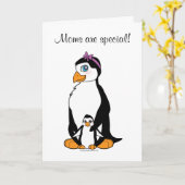 Muttertagspinguin und Kicherkarte Karte (Gelbe Blume)