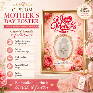 Muttertagsposter mit editierbarem Foto und Text Poster