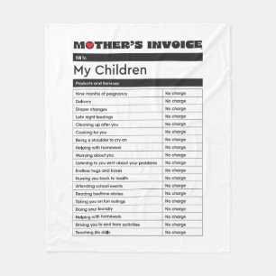 Muttertagsrechnung - Liebe des Herzens Fleecedecke