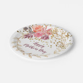 Muttertagsrosa und Marsala Gold Glitzer Pappteller (Schrägansicht)