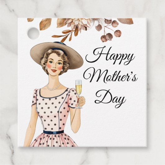 Muttertagsschilder - Lady mit braunem Hut Geschenkanhänger (Vorderseite)