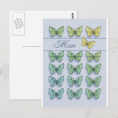 Muttertagsschmetterling fliegt postkarte (Vorne/Hinten)