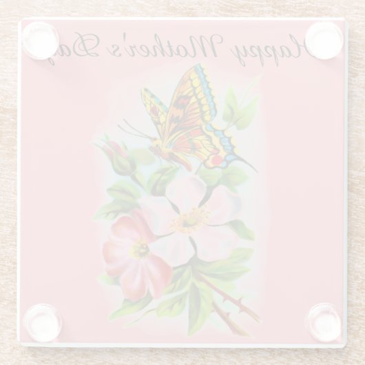 Muttertagsschmetterling und Blume Untersetzer (Rückseite)