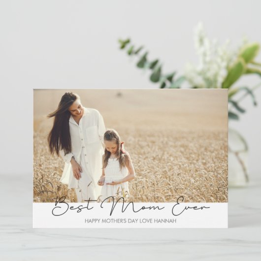 Muttertagsskript Modernes Foto Feiertagskarte (Stehend Vorderseite)