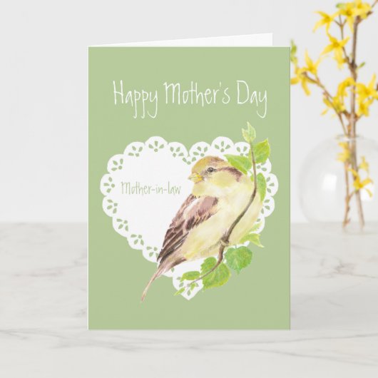 Muttertagsspass Schwiegereltern-Vogelbird Karte (Gelbe Blume)