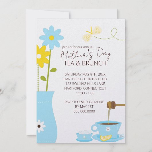 Muttertagstee oder Brunch Einladungen (Vorderseite)