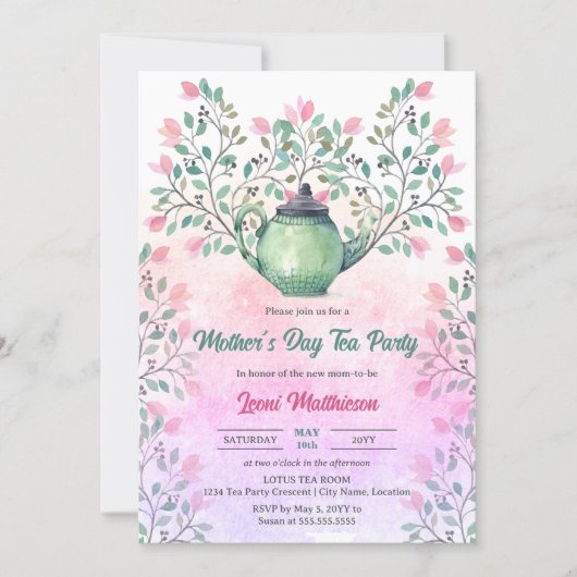 Muttertagstee Party Einladung (Vorderseite)