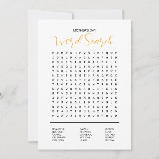 Muttertagswörtersuche Einladung (Vorderseite)