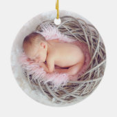 Muttertochter erster Weihnachts-Foto Elefant Keramik Ornament (Hinten)