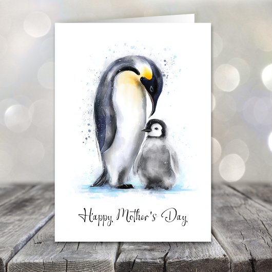 Muttertrag mit Pinguin Feiertagskarte