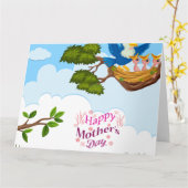 Muttervögel Fütternd Küken - Naturvorführung Karte (Gelbe Blume)