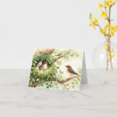 Muttervogel mit Babys im Nest Karte (Gelbe Blume)