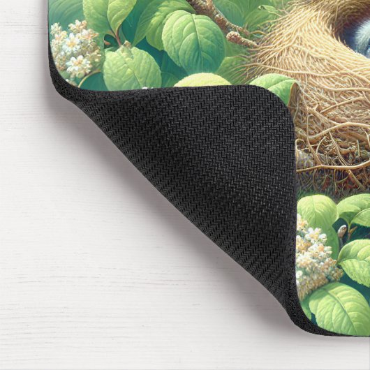 Muttervogel mit Fledglings im Nest Mousepad (Ecke)