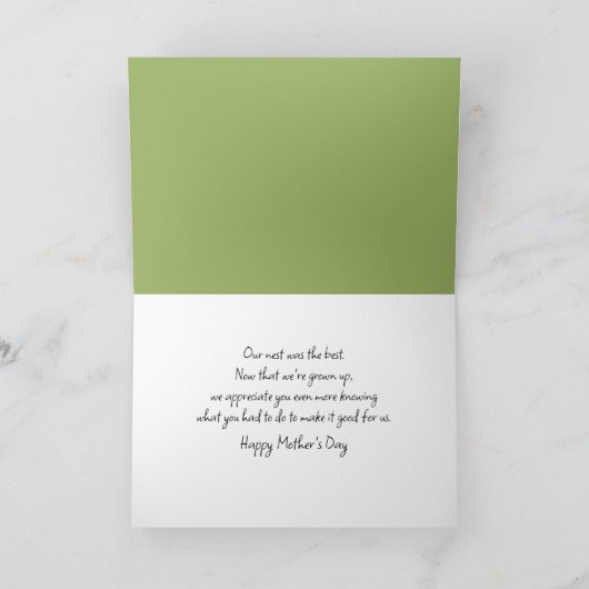 Muttervögel mit Nestbabys Karte (Innenseite)