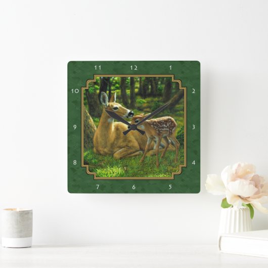 Mutterwild und Vaterwald grün Quadratische Wanduhr (Zuhause)