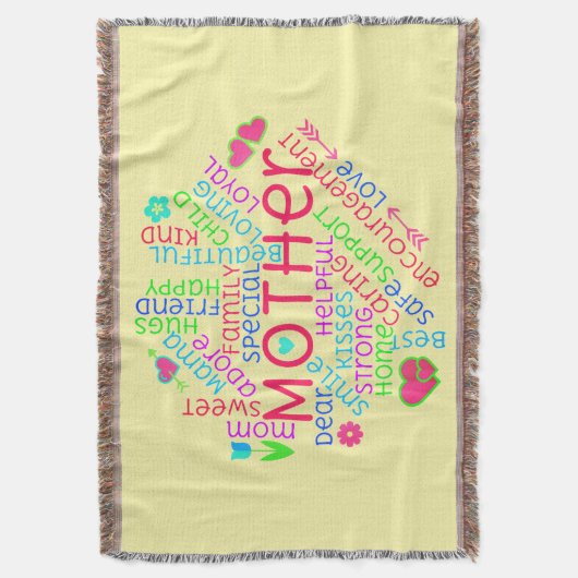 MutterWord Cloud Decke (Vorderseite Vertikal)