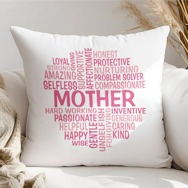 MutterWord Cloud Pillow in Shades of Pink Kissen (Von Creator hochgeladen)