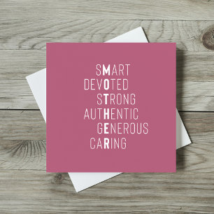 Mutterworte Kreuzworträtsel-Definition rosa Begrüß Karte