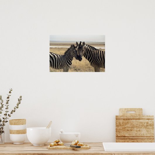Mutterzebra und junger Zebra Poster (Küche)