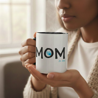 Mutti Geschenktes blaues Herz-Schachtel-Tasse Zweifarbige Tasse