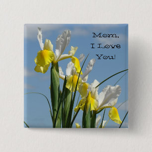 Mutti ich liebe Dich! Knöpfe Blau Himmel Gelbe Sch Button
