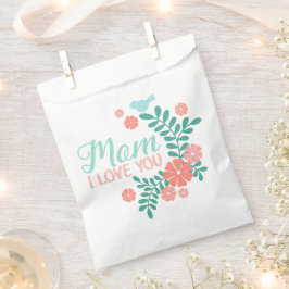 Mutti ich liebe dich Text in süßem floralem Vogeld Geschenktütchen