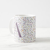Mutti-Tag | Florales Brautjungfer-Lehrer-Initial Kaffeetasse (Vorderseite Links)