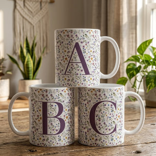 Mutti-Tag   Florales Brautjungfer-Lehrer-Initial Kaffeetasse