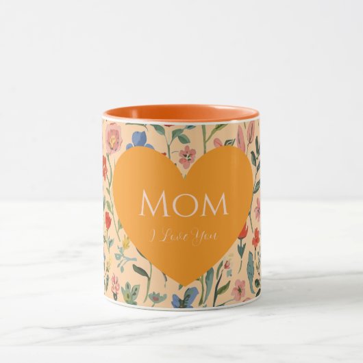 Mutti-Tag, Ich liebe Dich, Blumenmuster, Liebesher Tasse (Zentrum)