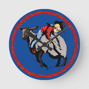 Mutton Busting Backward Cowboy Runde Wanduhr