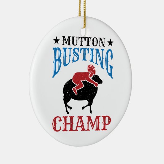 Mutton Busting Champ Sheep Riding Keramik Ornament (Rechts)